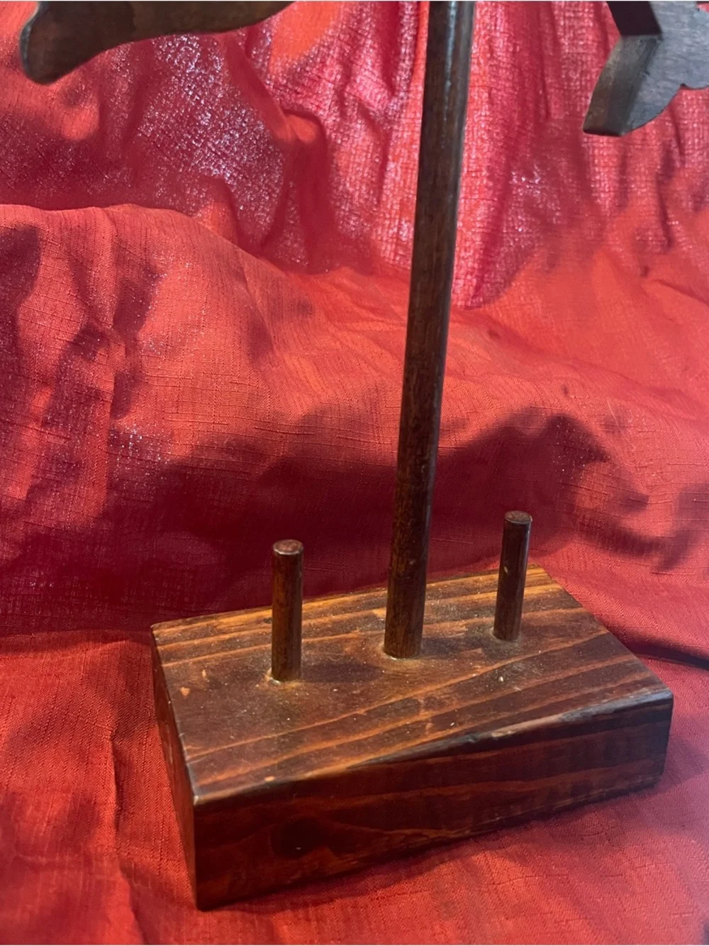 Handcrafted Wooden Dolphin jewelry Display hanger Brown 4 pegs & base project